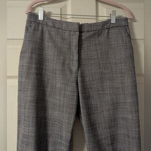 Gray Plaid Office Trousers Slacks Work Pants Elastic Back Mid Rise Pink Ankle